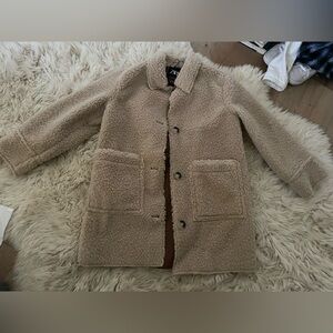 Zara kids Cream beige fleece Sherpa Jacket coat 11/12